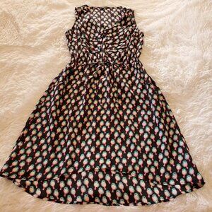 BeBop Black with Cream Blue Pink Birds Sleeveless High-low Dress Size Small
